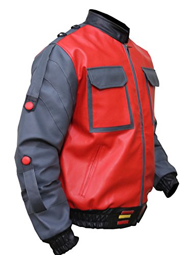 The Jasperz Men's Red and Grey Bomber Synthetic Leather Biker Jacket For Men, XXS-3XL2