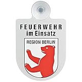  Alu Saugnapf Wappen Schild Feuerwehr im Einsatz mit Wappen Berlin
