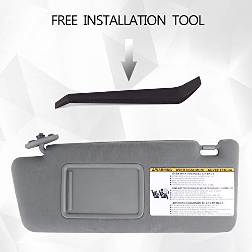 UNIGT Driver Side Sun Visor Compatible with 2005-2012 Toyota Tacoma Pre-Runner 74320-04181-B1 Left Visor Assy, LH, Gray (Gray)