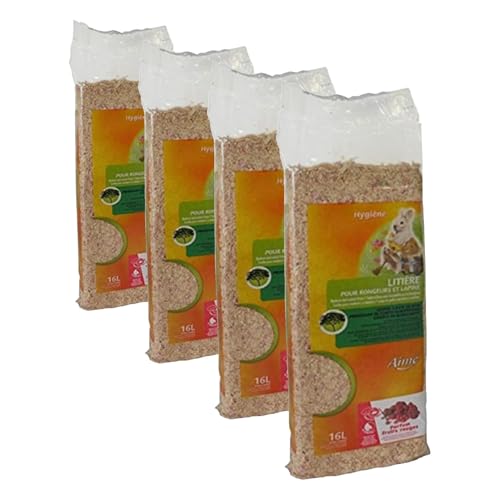 Aime Litière Compressée Fruits Rouges 16 L pour Petits Animaux (Lot de 4)