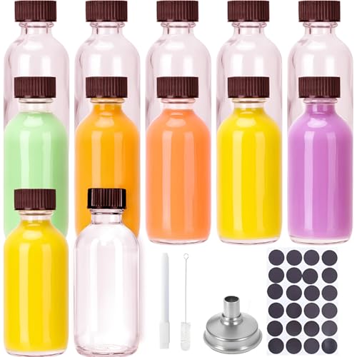 zilSquare 2oz Glass Bottles 12 Pack Small Leakproof Bottles with Lids and Funnel Ginger Shot Bottles Reusable Mini Bottles for Juice Shots Travel Health Essential Oil Small Empty Bottles