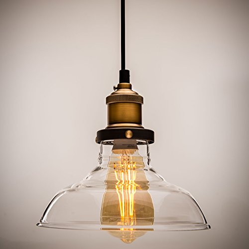 Lucia Lighting Pendant Ceiling Light Mid-Century Vintage Industrial Bronze Pendant Design with Clear Glass Shade; Masterpiece Lighting Fixture