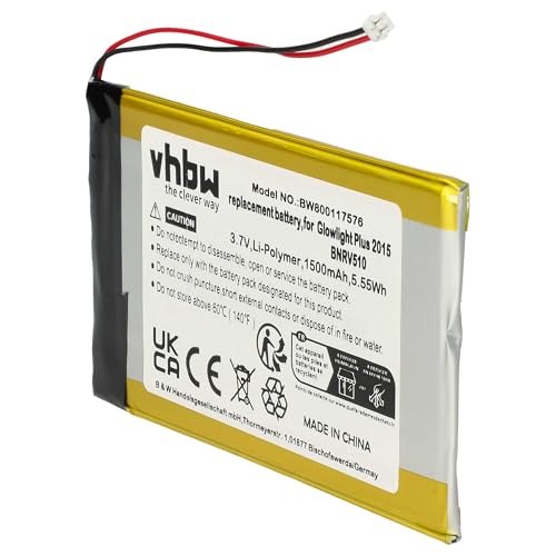vhbw 1x batería Compatible con Kobo GLO HD Libros electrónicos, eBook (1500 mAh, 3,7 V, Li-Poli)