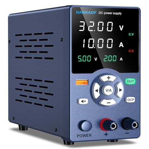 NANKADF Labornetzteil, 0-32V 0-10A DC Geregeltes Netzteil Hochpräzise 4-stellige LED-Anzeige mit...