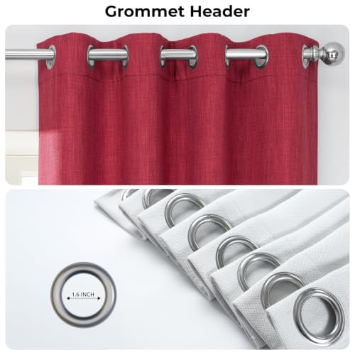 Image of HPD Half Price Drapes Grommet Linen Curtains 120 Inches Long Room Darkening Curtains for Bedroom & Living Room (1 Panel), 50W x 120L, Cardinal