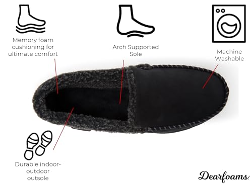 Image of Dearfoams Men's Eli Microfiber Indoor /Outdoor with Whipstitch Detail Suede Moccasin Slipper