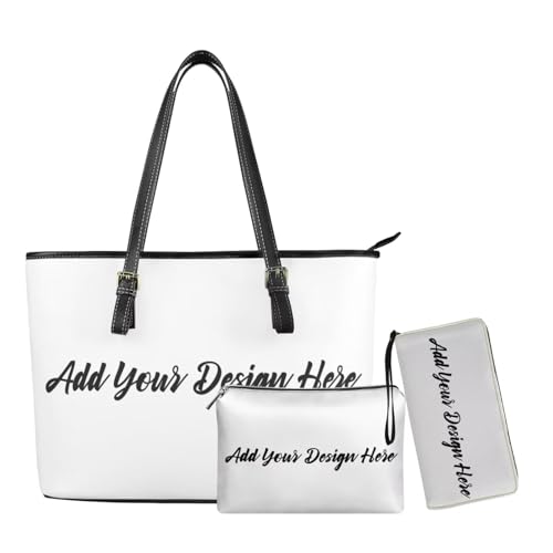 Tote Bag for Women 3 Piece Travel Bag with Leather Clutch and Wristlet Wallet Set Large Capacity Handbag