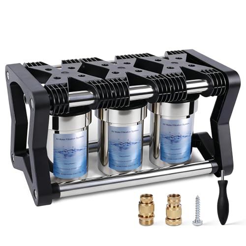 Image of 3 Stage RV Water Filter System, 0.2 Micron Taste Pure Water Filter with Compact 5 Inch for RV, 3 Stage Premium Water Softener and Filter System for RVs, Vans and Boats