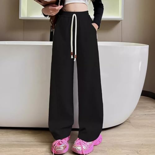Kids Girls Baggy Wide Leg Pants Solid Color Elastic High Waist Straight Soft Casual Pants Fashion Comfy Trousers4