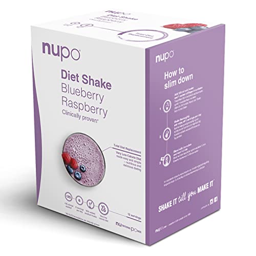 NUPO Diet Shake Arándano-Frambuesa - Batidos dietéticos de primera calidad para el control de peso I Batido sustitutivo de comidas probado clínicamente para el control de peso I 12 Raciones I Sin OMG