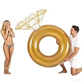 Blublu Park Schwimmring Pool Ring, Schwimmreifen Donut Schwimmring Erwachsene, Badeinsel Schwimmtier Luftmatratze Pool für Poolparty, Strand, Sommerparty, Geburtstagsfeier, Hochzeit, 120×90cm(Gold)
