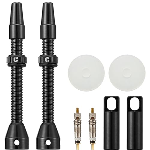 Image of Corki Cycles Tubeless Presta Valve Stem 40 44 55 60 80 100mm with 2PCS Valve Core and 2PCS Remover Tool (Black Red Gold Rainbow)