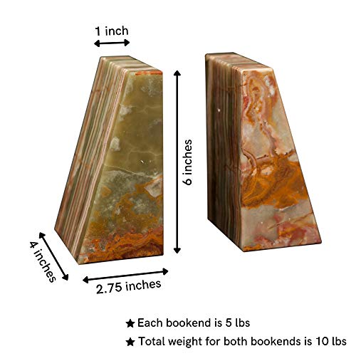 Whirl Green Onyx Wedge Shaped Natural Polished Marble Bookends #TOP2
