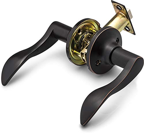 Berlin Modisch Passage Lever Door Handle [Non-Locking Lever Set] For Hallway Doors Or Closets With A Oil Rubbed Bronze Finish, Reversible For Right & Left Side, Classic Series #TOP5