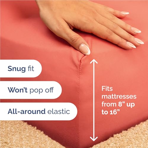 Image of Full 6 Piece Bed Sheet Set - Comfy, Breathable & Cooling Sheets - Coral