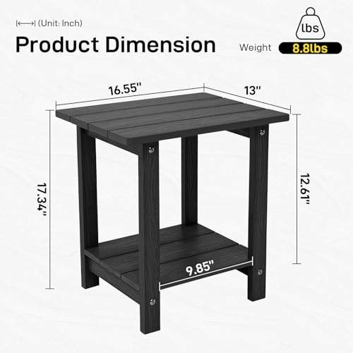 Outdoor-Side-Table-Weather-Resistant-Double-Small-Adirondack-Side-Table-Outdoor-Indoor-End-Table-for-Adirondack-Chair-17-Patio-Table-for-Pool-Deck-and-Porch-New-Black Outdoor Side Table Weather Resistant Double Small Adirondack Side Table Outdoor Indoor End Table for Adirondack Chair 17 Patio Table for Pool Deck and Porch New Black
