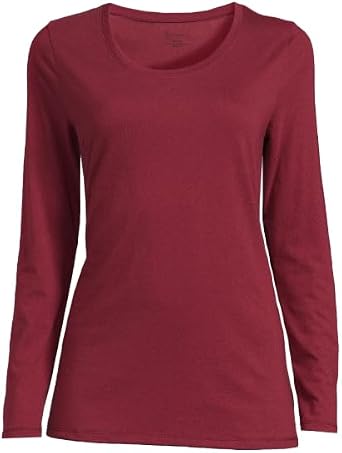 No Boundaries Juniors Long Sleeve Scoop Neck T-Shirt US, Alpha, X-Small, Regular, Regular, Rich Red