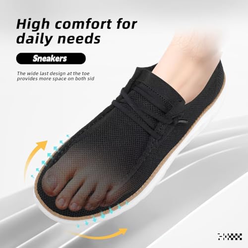 Image of Mens Boat Loafers Slip-on Casual Mesh Walking Shoes Business Oxfords Sneakers Work Lightweight Comfortable Soft Sole Black