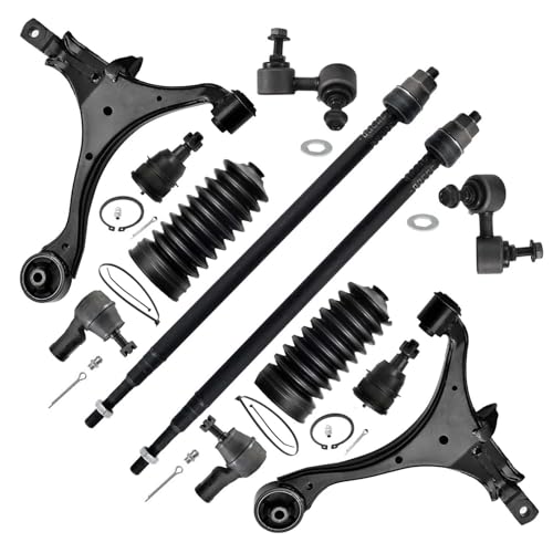 ASTARPRO - Front End 12pc Suspension Kit for 02-06 Honda CR-V 2002 2003 2004 2005 2006, 2 Lower Control Arms 2 Ball Joints 2 Sway Bar Links 4 Outer & Inner Tie Rod Ends 2 Boots Replacement