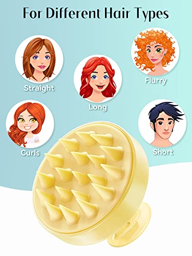 Image of HEETA Scalp Massager with Soft Silicone Bristles - Promotes Hair Growth, Exfoliates Scalp, Removes Dandruff, and Enhances Shampoo Cleansing, Yellow