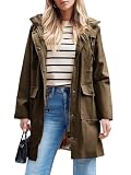 SaphiRose Damen Wasserdichte Regenjacke Lang Regenmantel Kapuze Windbreaker Trenchcoat...