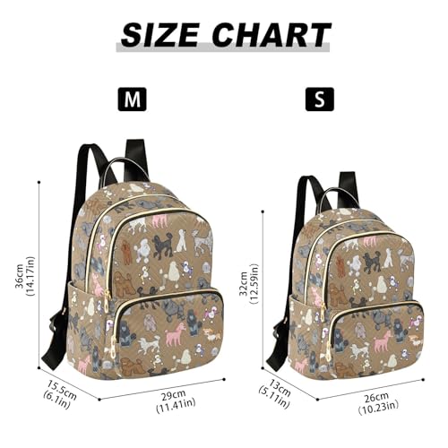 Image of Women Fashion Backpack Purse Poodle Dog Rucksack, M | Casual Lightweight Quilted Daypack Ladies Bag for College Travel Work