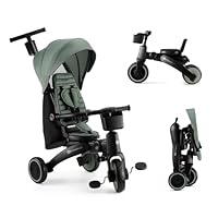 Kinderkraft Jazz 2, 6-IN-1-DREIRAD MIT LAUFRADFUNKTION, Kinder Fahrrad, Kinderwagen, Klappbar mit Zubehör, UPF50+ UV-Schutz, von 9 Monaten bis 5 Jahren an, Grün