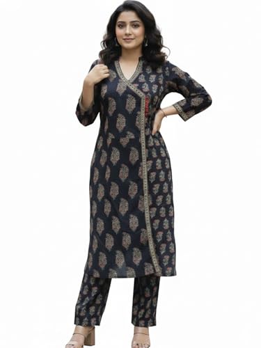 Kurta noir imprimé Varanga tenue élégante pour le bureau et les sorties L