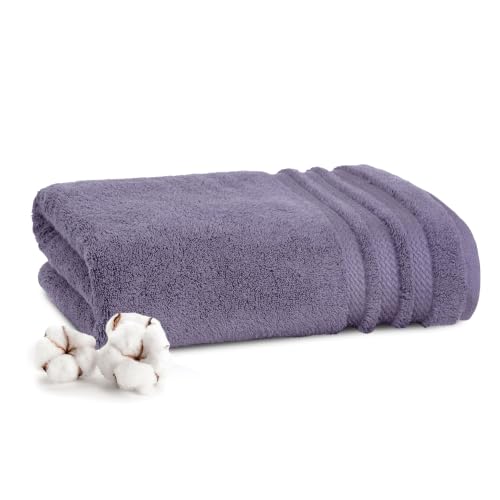 Image of MYTRIDENT Towels for Bath Large Size | Finesse Collection, 1 Piece Bath Towel | 75 cm x 150 cm | 625 GSM, Zero-Twist, Luxuriously Soft, 100% Cotton, Purple