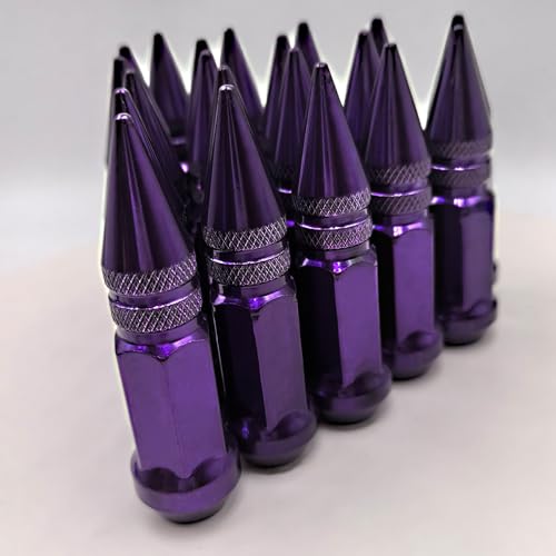 Image of M12x1.5 Lug Purple Nuts Lug,Spike Lug nut for Acura, Honda, Chevy, Hyundai, Toyota, Lexus, 20PCS 12x1.5 Lug Nuts with Socket Key.