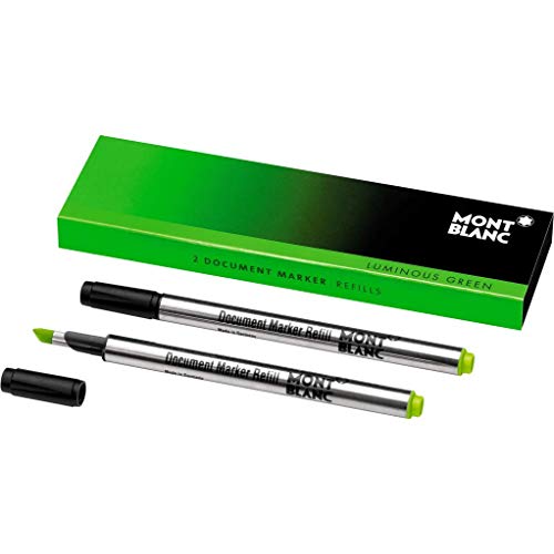 Montblanc Document Marker Refills Luminous Green 105169 – Highlighter Refills in Bright Green – 2 x Pen Refills