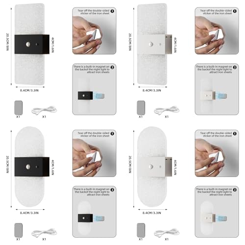 Apliques de pared LED sin cables para escaleras oscuras con sensor de movimiento inteligente 5