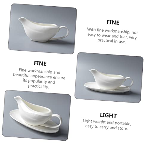 Gatuida Sauce Boat in Ceramica Bianca Contenitore Riutilizzabile per Salse e Condimenti per Cucina Ristorante e Catering - immagine 6