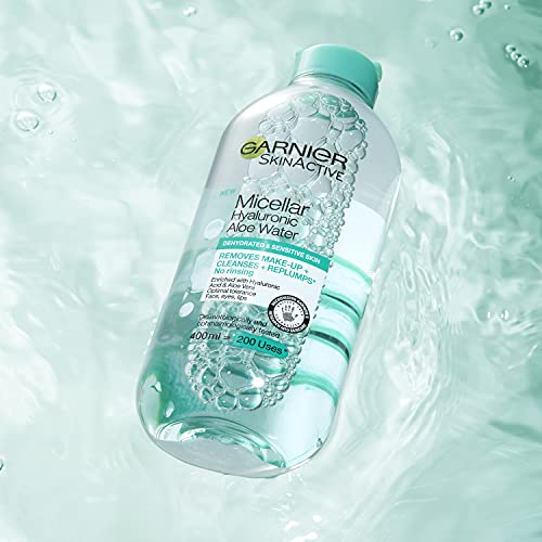 Garnier Micellar Hyaluronic Aloe Cleansing Water For Dehydrated Skin 400ml, Replumping Cleanser & Makeup Remover, Recognised By The British Skin Foundation, Use With Reusable Micellar Eco Pads - Image 5