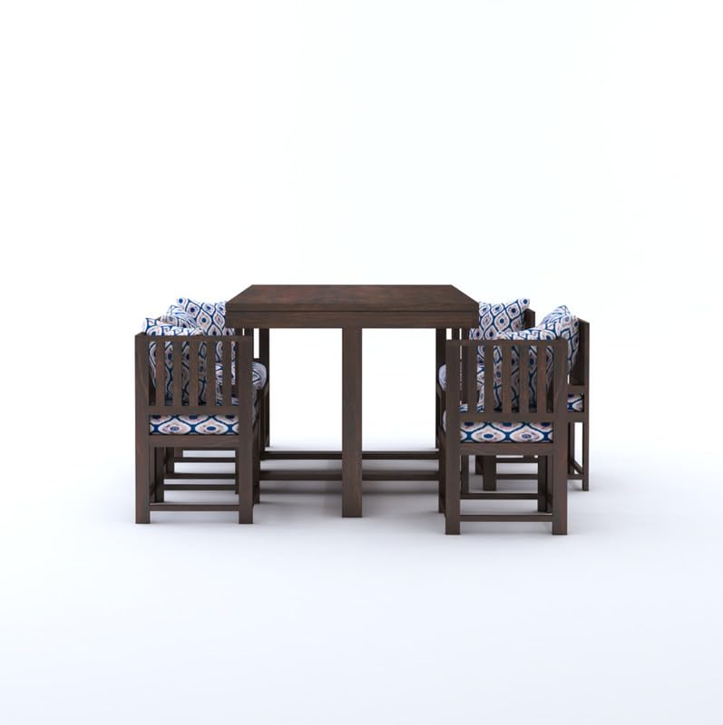 Image of Sheesham Wood 6 Seater Dining Table with 6 Chairs for Living Room Home Dining Room Office Wooden Dininig Set (Walnut Finish)