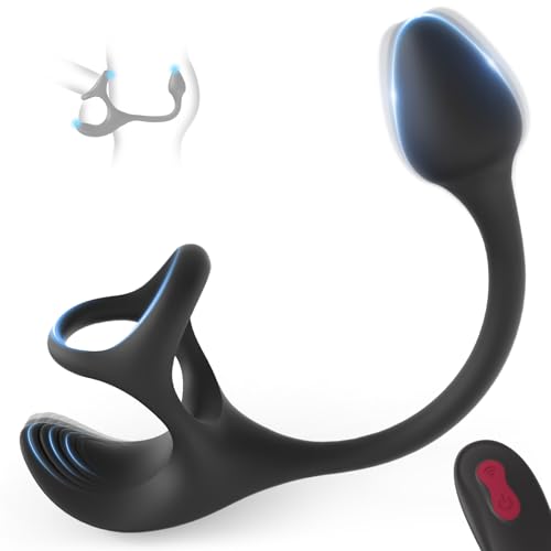 Tracys Dog Prostate Massager Vibrating Cock Ring Anal Sex Toys for Men Butt Plug Vibrator with 9 Speed Penis Ring Vibrator for Testicle Massage Remote P-Spot Stimulator for Solo Couple Nexring