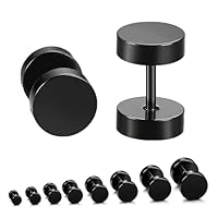 8 Paar Ohrringe Männer, Ohrringe Herren, Ohrringe Schwarz, Herren Ohrringe, Edelstahl Herren Ohrstecker, Tunnel Ohrringe (3/4/5/6/7/8/9/10mm)