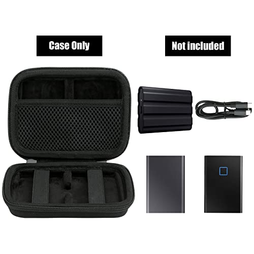Image of Aenllosi Hard Case for Samsung T9 /T7 Touch /T7 Shield SSD, Black | Hard shell construction, Water-resistant design, Impact-resistant design, Custom-fit interior
