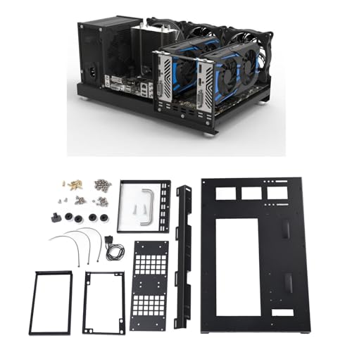 ATX Computer Case, Micro ATX Case for ATX,M ATX, ITX Motherboards,360 Water Cooling, etc, Open PC Case Frame with Handle can Stand or Lie, Powerful Cooling Steel Plate