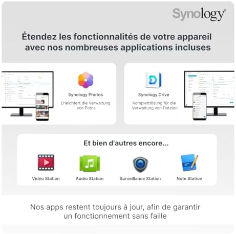 Bild 2 - Synology DS223 2-Bay Diskstation NAS (Realtek RTD1619B Quad-Core 2GB Ram 1xRJ-45 1GbE LAN-Port), Schwarz