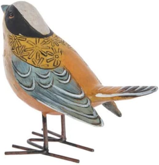 Miniatura 2 de Pájaro de resina amarilla y azul tallada para estantería, mantel de mesa, decoración de mesa de 5 pulgadas de altura