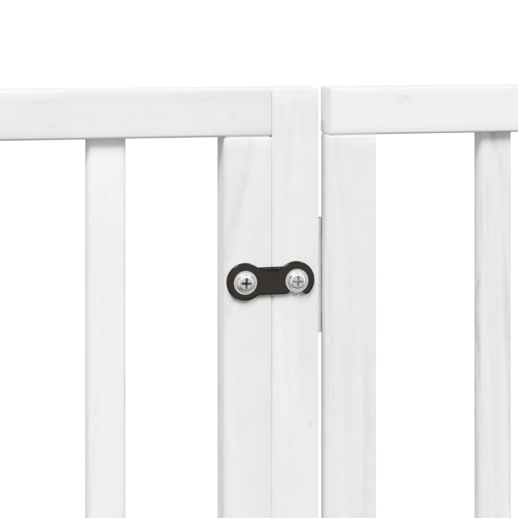Homgoday Barrera para Perros,Barrera de Seguridad para Perros Mascotas,para Escaleras y Puertas Puerta de Perros Plegable 12 Paneles Madera álamo Blanca 600 cm