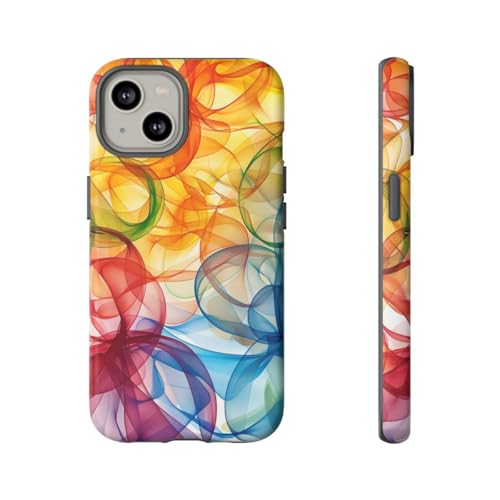 Formes fluides abstraites colorées sur votre coque iPhone 14 mate pour le bureau