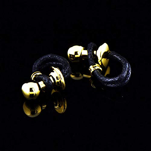 Mancuernillas para hombre KnBoB de cuero trenzado negro miniatura 3