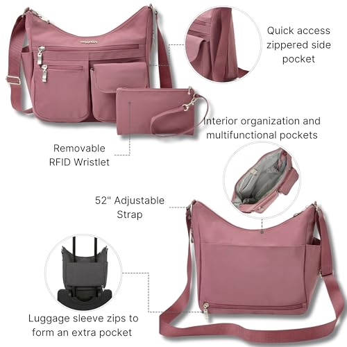 Image of Baggallini womens Everywhere Bagg Crossbody Women 11x9 Lightweight Nylon Hobo Water-resistant Travel Bag W /Rfid