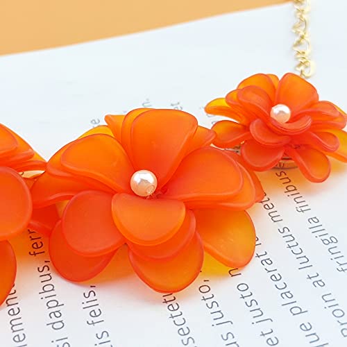 Bocar Flower Collar Necklace, Floral Flower Summer Beach Statement Choker Necklaces for Women and Teen Girls, Handmade Women Jewelry Party Gift4