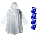 ZENO Disposable Rain Poncho Waterproof with Sleeves - For Adults - Rain Coat with Hood, Pack of 4 - for Women and Men - Hiking, Camping - Drizzle Edition