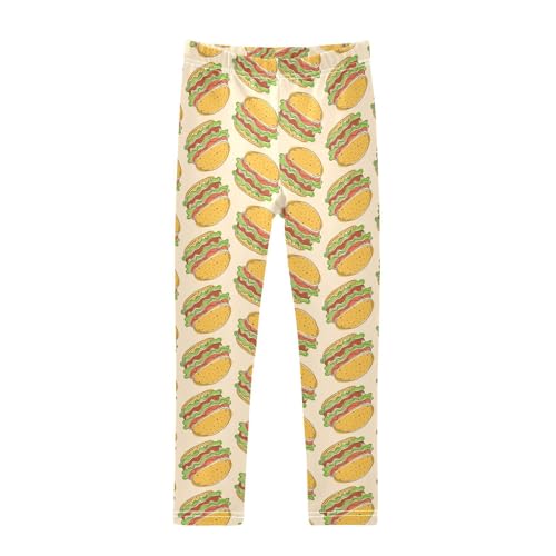 ZZKKO Girls Leggings Hamburger Toddler Girls Clothes Leggings for Girls Toddler Girls Leggings 3-4T