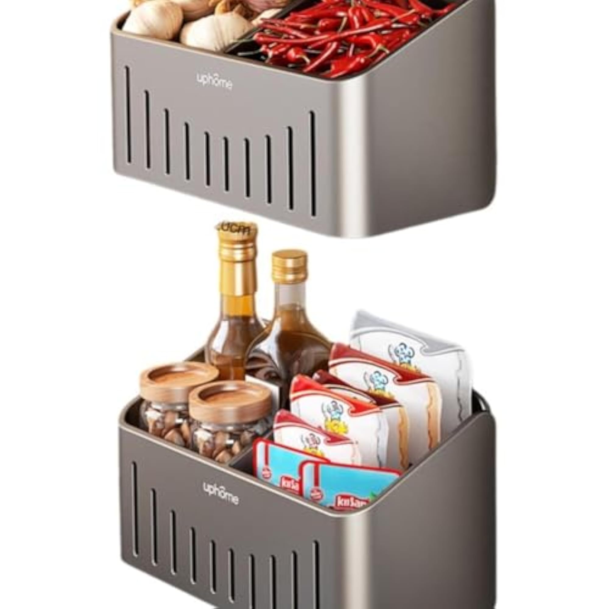 Wall-Mounted Kitchen Storage Rack, Multi-Functional Organizer