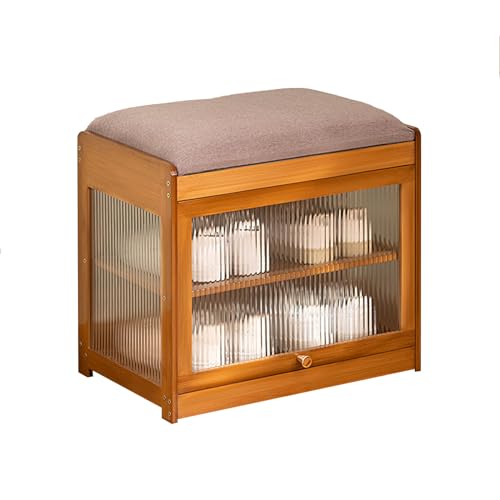 Banco Cambiador de Zapatos, Taburete de Madera para cambiarse de Zapatos, Taburete Multifuncional para facilitar su Uso, Sala de Estar, Dormitorio, Entrada u Oficina.